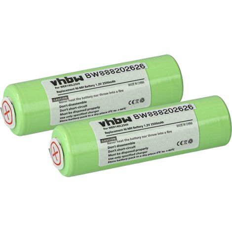 vhbw 2x Akku Ersatz für Panasonic WER140L2509 für Haarschneidemaschine (2500 mAh, 1,2 V, NiMH)