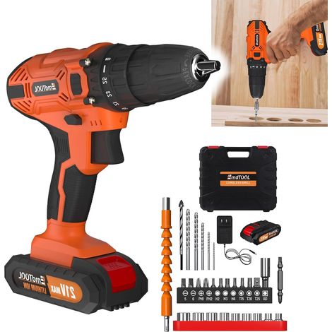 Perceuse Électrique 21v Sans Fil, 2 Vitesses Variables, Kit De Perceuse Électrique Portative Avec Batterie 1500mah Et Chargeur, Mandrin 3/8'' Sans Clé, 25+1 Réglages De Couple, Orange