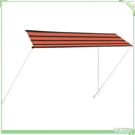 Auvent rétractable - FAFEICY - 145898 - 350 x 150 cm - Orange et marron - Résistant UV et eau (1/5)
