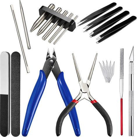 Ensemble de 17 outils en métal pour puzzle, kit de maquettes à monter soi-même, étiquette d'outil, aide au pliage de cylindres et de cônes. (1/3)