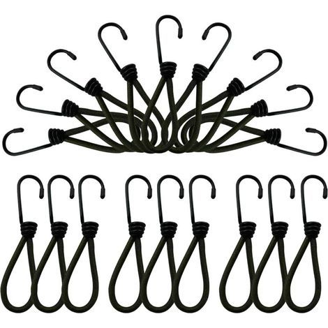 Crochet Bache,Tendeurs Elastique avec Crochets,25 Pièces Crochet Tendeur,Tendeur de Baches Tendeur Noire en Caoutchouc de TensionTendeurs Bache Piscine Elastique Crochet (1/5)
