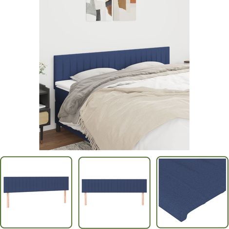 The Living Store Têtes de lit 2 pcs Bleu 90x5x78/88 cm Tissu - Tête De Lit - Têtière De Lit - Literie - Meuble De Chambre - Décoration Chambre (1/5)