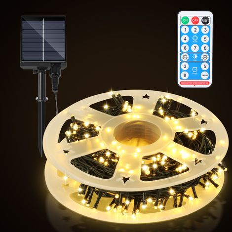 SWANEW Guirlanda Solare LED Ghirlanda Luminosa Tenda LED Party Giardino Interno Esterno Decorazione Illuminazione Natalizia 30M 300LEDs Bianco Caldo 2 x (1/5)