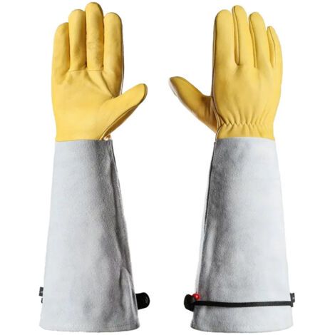 Gants de Jardinage en Cuir Anti-Coupure Outils pour Rosiers Épineux - Long Gant de Travail(L:46.5cm) (1/5)