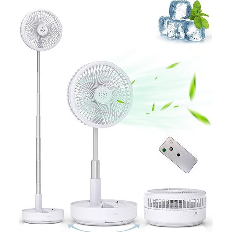 Ventilateur oscillant portable, alimenté par batterie, rechargeable par USB, blanc, 19,5 cm (1/5)
