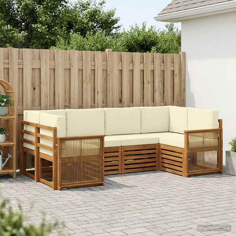 vidaXL Ecksofa Set mit Kissen 5 pcs Natur und Creme (1/5)