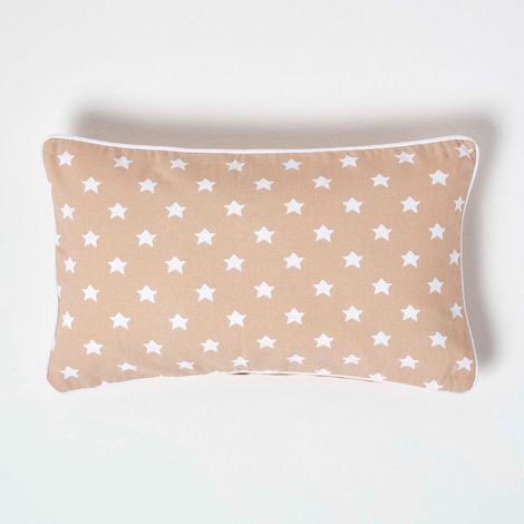 HOMESCAPES Cotton Beige Stars Rectangular Cushion Cover, 30 x 50 cm