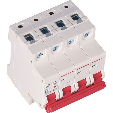 Disjoncteur miniature 4P pour usage domestique, protection contre les surcharges et les courts-circuits, 20 A (1/5)