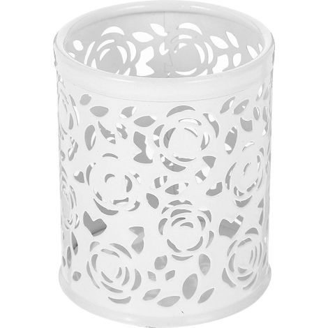 Porte-stylo en métal, organisateur de bureau, seau de rangement pour stylos, porte-pinceaux de maquillage, seau de rangement pour stylos de bureau-10.00X8.40X8.40CM-White (1/4)