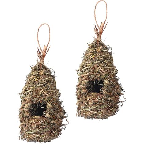 2 Stück Pack Handgewebte Vogelhäuschen aus Naturgras