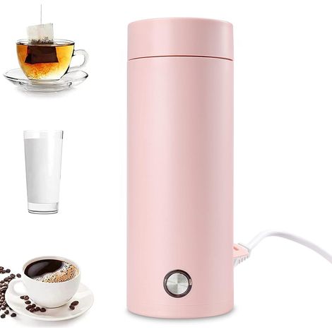 Bouilloire de voyage portable, petite bouilloire électrique de voyage de 400 ml, bouilloire électrique 3 en 1, ébullition rapide et arrêt automatique (rose) (1/5)