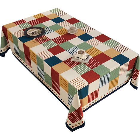 Wasserdichte rechteckige Tischdecke in Leinenoptik, moderne Tischdecke für Küche und Esszimmer, Esstisch, Couchtisch, 140 x 180 cm