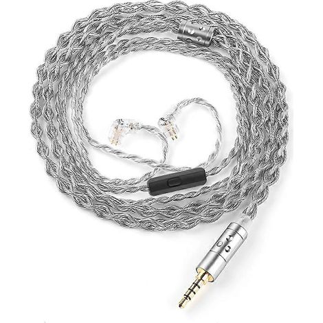 T7 336 Kopfhörer-Upgrade-Kabel mit versilberten Leitern, 3,5-mm-Klinkenstecker, 2-poliger Anschluss, HiFi-Stereo, 4-adrig, mit integriertem Mikrofon (1/5)