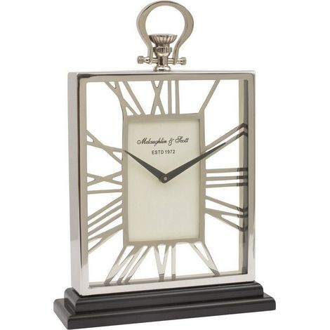 Skeletal Mantel Clock - SS/Aluminum - L10 x W30 x H43.5 cm - Silver/Black