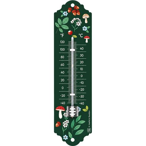 Thermomètre mural forêt vert en métal 20 cm (1/2)