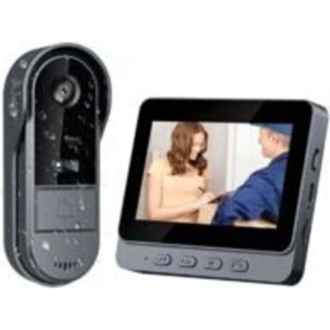 Sonnette Sans Fil Exterieur Etanche 1080P Sonnette Sans Fil Avec Camera avec écran IPS de 4.3 Visiophone Sans Fil IP65 étanche Caméra HD 170° Interphone Vision Nocturne Infrarouge Audio Bidirec (1/4)