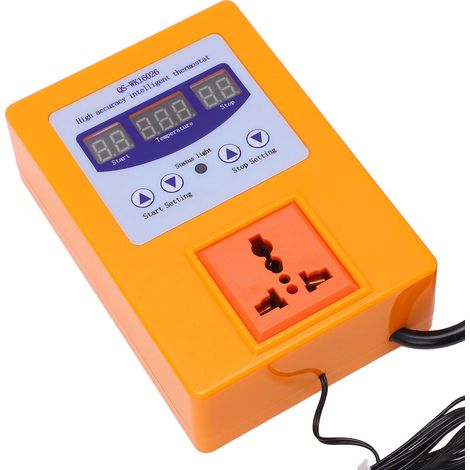 Automatischer, intelligenter digitaler Thermostat, Weitbereichsspannung 110–240 V, Präzisionsschalter mit EU-Stecker, orange (1/5)