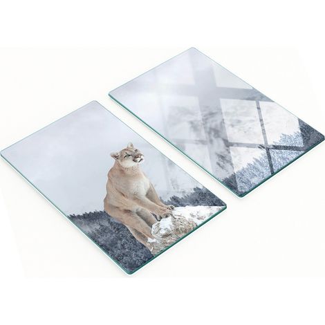 Tablas de cocina decorativas multifuncionales de vidrio templado Puma, 2x30x52 cm