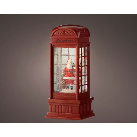 Weihnachtsmann in Englischer Telefonzelle mit LED Beleuchtung & Spieluhr (1/5)