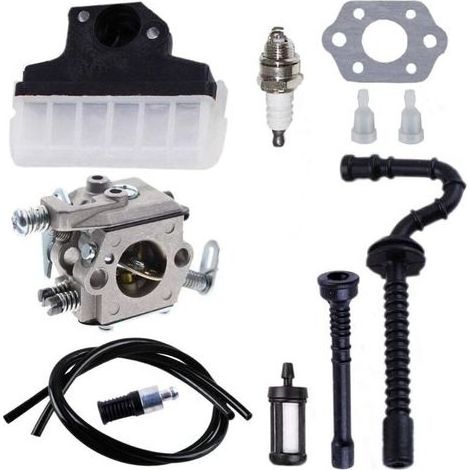 pair Carburateur + Filtre à air + Bougie d’Allumage + Tuyau d’Essence/d’Huile pour Tronçonneuse 021 023 025 MS210 MS230 MS250 Carburateur (1/5)