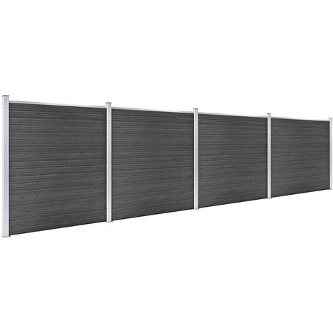 Maison Exclusive - Zaunelement Set WPC 699x186 cm Schwarz (1/5)