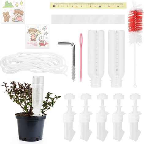 Sistema di Irrigazione Automatica con 5 Gocciolatori e 2 Serbatoi – Flusso Regolabile, Materiale Plastica Resistente – Design Funzionale per Piante da Interno e Balcone (1/5)