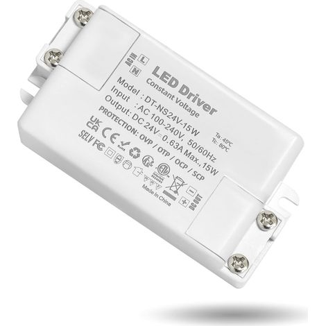 transformateur 220v 24v 15W, alimentation 24v 0.63a led driver 24 Volt 15w, transformateur led 24 V, pour MR16 G4 MR11 GU5.3 Ampoule et Bande Lumineuse LED, Non Dimmable (1/5)