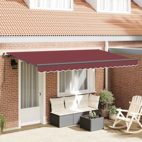 Auvent Rétractable-Store banne Bordeaux 350 x 200 cm tissu 899956 (1/4)