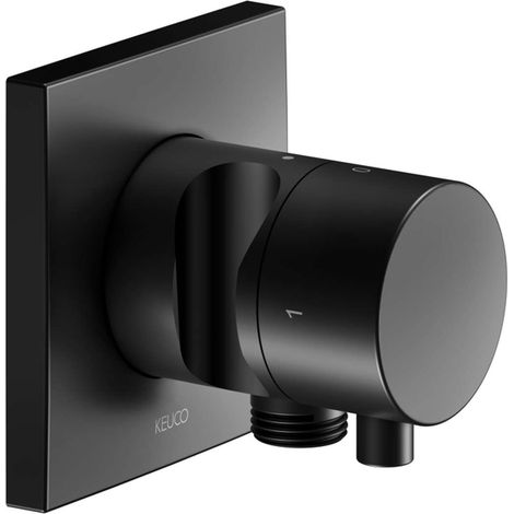 Grifería Keuco IXMO 59557, válvula de cierre y desvío de 2 vías con conexión de manguera y soporte de ducha, empotrada, maneta Comfort, con función de cierre, color: Negro Mate - 59557371202 (1/2)