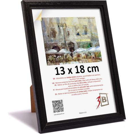 Cornice in legno classica vintage con supporto 13x18 cm nera (1/5)