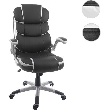Chaise de bureau HWC-F80 chaise pivotante, fauteuil directorial, similicuir noir (1/5)