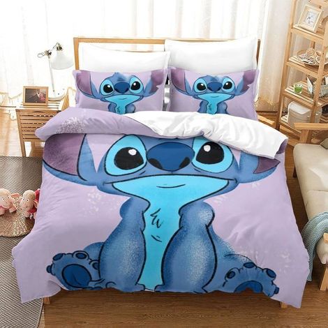 KLVGTIFS PU - Ensemble Housse de Couette 3 pièces Motif Imprimé Lilo et à Fermeture Éclair et 2 Taies d'oreiller Assorties 50x75,200x200cm (1/5)