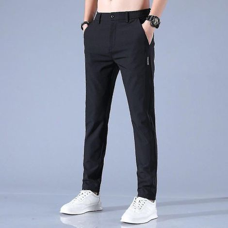 Schnelltrocknende, lange und bequeme Golfhose für Herren mit Taschen – Größe 34 – Hellgrau