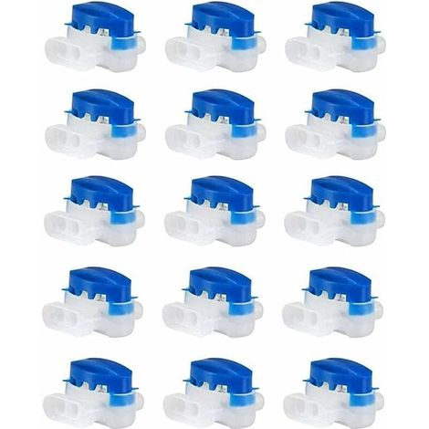15 conectores de cable impermeables de 3 orificios para cables eléctricos, conectores de cortadora de césped rellenos de gel, conectores de cable 314 perfectos para jardín y exterior (azul) (1/5)