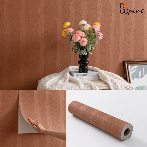 Papier peint mural adhésif souple effet pierre – 60x280 cm – Rouge terre cuite – Style moderne et résistant (1/5)