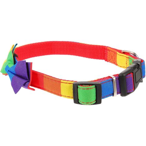 Collar para perro arcoíris pequeño ajustable de tela para mascotas (1/5)