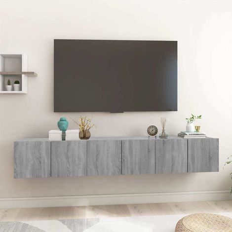 Meubles TV suspendus Sonoma gris 3 pcs pour Salon - Armoire TV 60x30x30 cm Bois BV675874 - BonneVie (1/5)