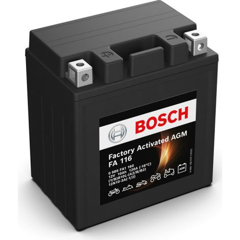 Batterie moto Bosch FA116 YB10L-A2 12N10-3A 12V 10AH 120A (1/4)
