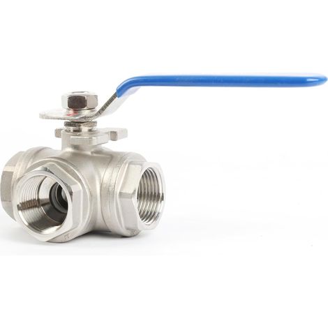1 Robinet à boisseau sphérique 3 voies, Acier inoxydable 304, Filetage G, Tampon T, Industrie (1/5)