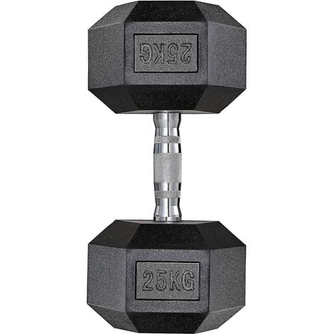 Hexagonal Haltère 25kg Professionnel de Musculation ou de Gymnastique à Domicile poignée Ergonomique antidérapante Homme et Femme, Moulé Caoutchouté (1/5)