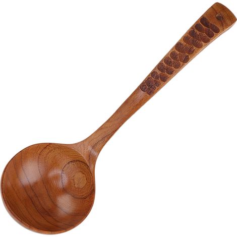Cuillère de Cuisine Japonaise en Bois avec Long Manche Courbé pour Soupes et Ragoûts
