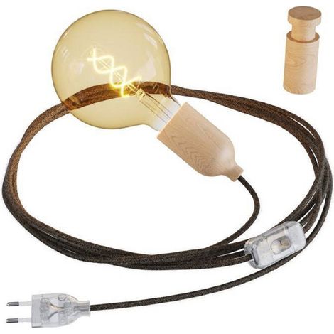 Creative Cables – Kabelbaum „Snake“ mit Lampenfassung aus Holz, Stecker und Schalter komplett mit Kabelverschraubung aus Holz (Rolé) (1/5)
