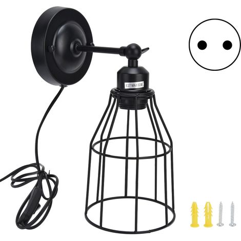 Luminaire Murale Rétro Vintage en Fer Forgé Noir pour Décor de Bar, Café, Hôtel - 85-250V E27 (1/5)