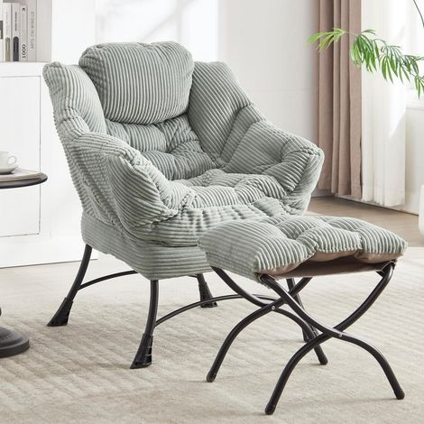 Relax Sessel mit Hocker, ergonomischer Loungesessel Grün, mit Armlehnen (1/5)