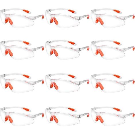 CSPARKV 12 pcs Lunettes de Sécurité Surlunettes de Protection Transparentes avec Verres en Plastique Pont-de-Nez et Embouts de Branches en Caoutchouc pour Équipement de Protection Individual Lunette P (1/5)