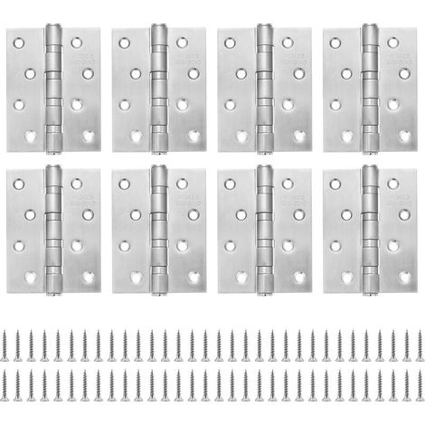 Charnière Inox Charniere Porte 100x76 mm, Charnieres de Portes en bois Exterieures Placard Roulement à Billes (8 pièces) (1/5)