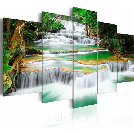 Tableau cascade forestière à kanchanaburi, thaïlande - 200 x 100 cm (1/4)