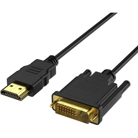 Câble HDMI vers DVI 1M, Bidirectionnel DVI-D 24 + 1 mâle vers HDMI mâle Adaptateur 1080p, 24+1 Pin, 1080P, 3D Full HD pour Xbox One, PS3, PS4, HDTV, PC (1/5)