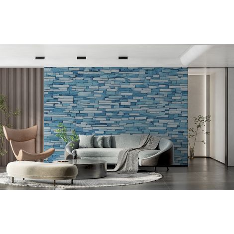 Papier peint briques bleu grise - 150 x 250 cm (1/2)