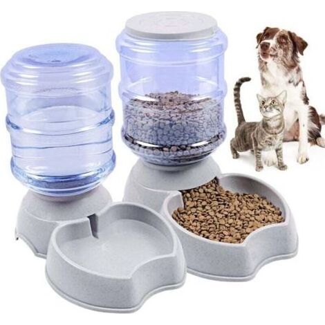 Automatischer Futter- und Wasserspender 3,8L, Großraum-Tierfutterautomat für Hund/Katze/Futterzubehör Tierfutternapf (Grau) (1/5)